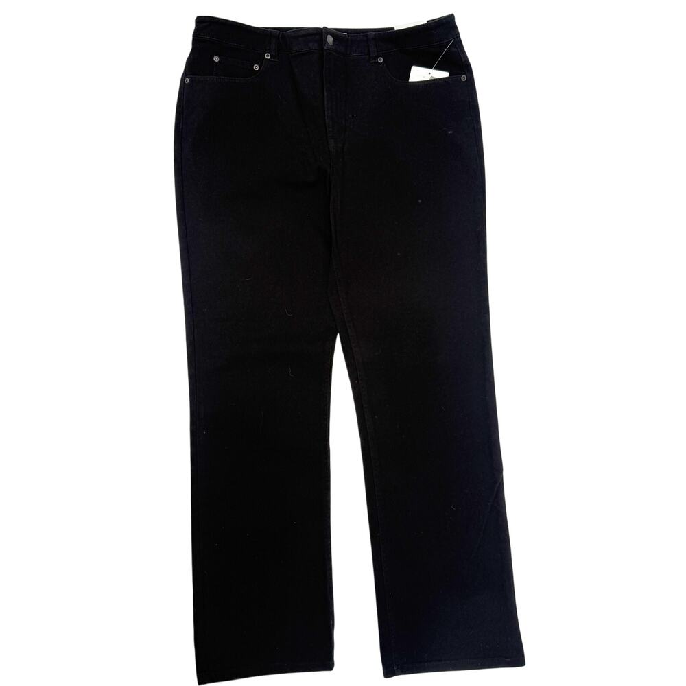Jones New York black Shape Control denim Jeans women's 14 straight leg pants NEW - Picture 2 of 7